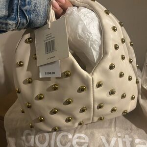 Dolce Vita Cream Bag with Gold Studs